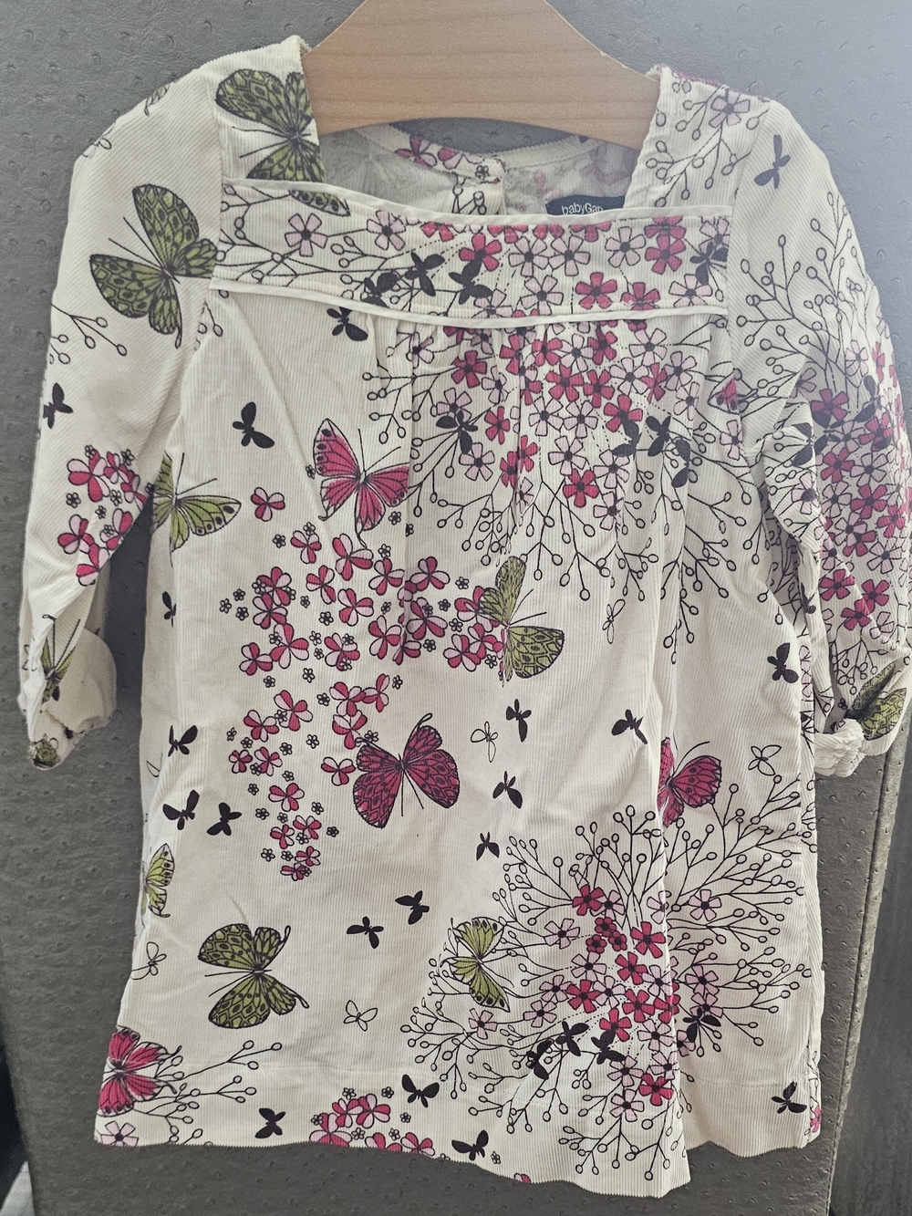 Girls Floral & Butterfly Cream Dress